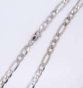 Popular Italian White Gold Figaro Link Chain Necklace