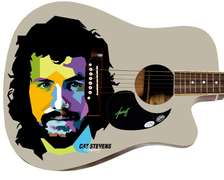 Cat Stevens Yusuf Autographed 1/1 Custom Graphics Photo Guitar ACOA PSA