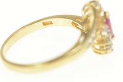 10K Yellow Gold Marquise Ruby Diamond Halo Engagement Ring