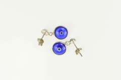Sterling Silver Nazar Blue Evil Eye Symbol Dangle Earrings
