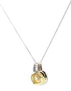 4.00ct Yellow Sapphire and 0.20ctw Baguette Diamond Pendant Necklace in 18K