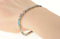 14K White Gold Black Opal Inlay Tanzanite Diamond Statement Bracelet