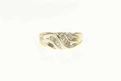 10K Yellow Gold Baguette Diamond Encrusted Bypass Ring