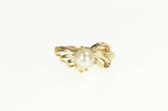 14K Yellow Gold Retro Pearl Classic Freeform Statement Ring