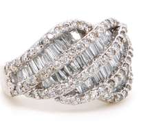 Dazzling 18kt White Gold 2.00ctw Baguette and Round Diamond Wave Ring