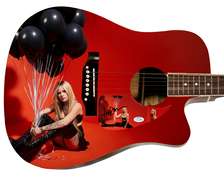 Avril Lavigne Love Sucks Album Signed Custom Graphics Photo Guitar ACOA