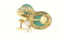 14K Yellow Gold Victorian Turquoise Seed Pearl Screw On Earrings