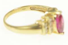 10K Yellow Gold Marquise Synthetic Ruby Diamond Statement Ring