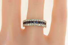14K White Gold 1.80 Ctw Sapphire Diamond Wedding Band Ring