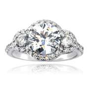 CZ Three Stone Ring in Sterling Silver