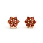 Plated 18KT Yellow Gold 1.31cts Garnet and Diamond Earrings