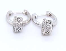 Fantastic White Gold Illusion Set Round Diamond Dangle Earrings