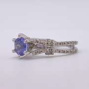 14kt Solid White Gold, Tanzanite, & Diamond Ring