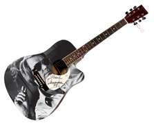 George Jones Smoking Autographed Custom Graphics Photo Guitar ACOA