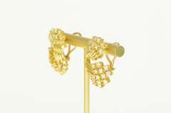 14K Yellow Gold 2.50 Ctw Diamond Curved Cluster French Clip Earrings