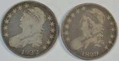 Scarcer 1822 & 1829 Capped Bust Half Dollars in circ
