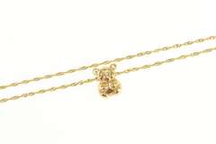 14K Yellow Gold Puffy Teddy Bear Stuffed Animal Twist Chain Necklace
