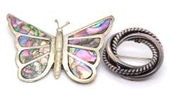 Vintage 925 Sterling Silver Lot of 2 Brooches