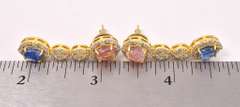 Marvelous 2.25CTW Tourmaline, 2.25CTW Kyanite & 2.00CTW Diamond Dangling Earrings in Gold Plated Sterling Silver