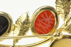 14K Yellow Gold Egyptian Carved Scarab Stone Branch Pin/Brooch