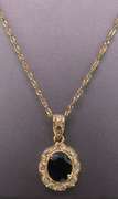 Stunning 14kt Solid Yellow Gold, Diamond, & Blue Sapphire Necklace