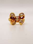 Fancy 18kt Solid Yellow Gold & Diamond Bow Ring