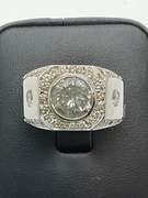 CERTIFIED MENS 14K WHITE GOLD AND DIAMOND RING