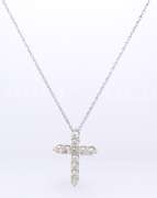 Delightful White Gold approximate 1.10ctw Prong Set Diamond Cross Pendant on Chain