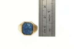 14K Yellow Gold 1960's Squared Blue Agate Statement Ring