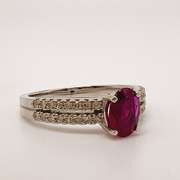 18kt Solid White Gold, Ruby, & Diamond Ring