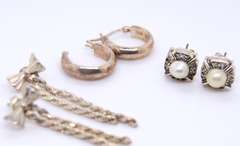 Goup Lot of 3 Vintage 925 Sterling Silver Earrings
