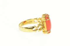 Gold Plated Sim. Coral Squared Badavici Retro Statement Ring