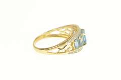 14K Yellow Gold Graduated Emerald Blue Topaz Statement Ring