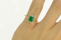 14K Yellow Gold 1.10 Ctw Emerald Diamond Halo Engagement Ring