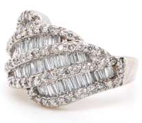 Dazzling 18kt White Gold 2.00ctw Baguette and Round Diamond Wave Ring