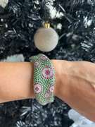 Quintessential 18kt Tsavrite, Pink Tourmaline and Diamond Curve Bangle Bracelet