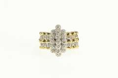 10K Yellow Gold Pave Diamond Encrusted Cluster Statement Ring