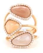 New 6.23ctw Moonstone and 0.62ctw Diamond Triple Frame Ring in 18K