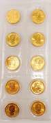10x 1/10 oz Maple Leaf Gold Coins