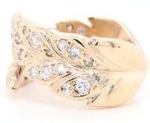 1.00ctw Diamond Leaf Split Wrap Ring in 14K