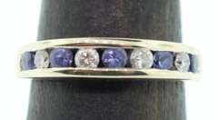 14kt Solid White Gold, Tanzanite, & Diamond Band Ring