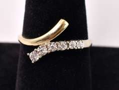 Dazzling Diamond Bypass Ring in Yellow Gold