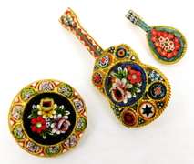 3 Vintage Italian Micro Mosaic Pin