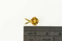 10K Yellow Gold Faceted Cushion Citrine Solitaire Pendant