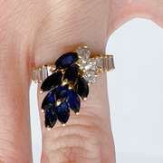 Stunning 18kt Solid Yellow Gold, Blue Sapphire, & Diamond Ring