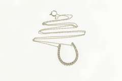 14K White Gold 0.37 Ctw Diamond Horse Shoe Good Luck Necklace