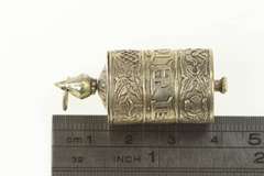Sterling Silver Sanskrit Buddhist Prayer Wheel Repousse Charm/Pendant