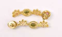 Fantastic 3.50CTW Colorful Tourmaline & 2.50CTW Diamond Foral Dangle Earrings in Gold Plated Sterling Silver