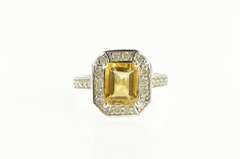 14K White Gold 2.81 Ctw Citrine Diamond Halo Engagement Ring