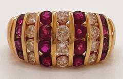 14kt Solid Yellow Gold, Ruby, & Diamond Ring